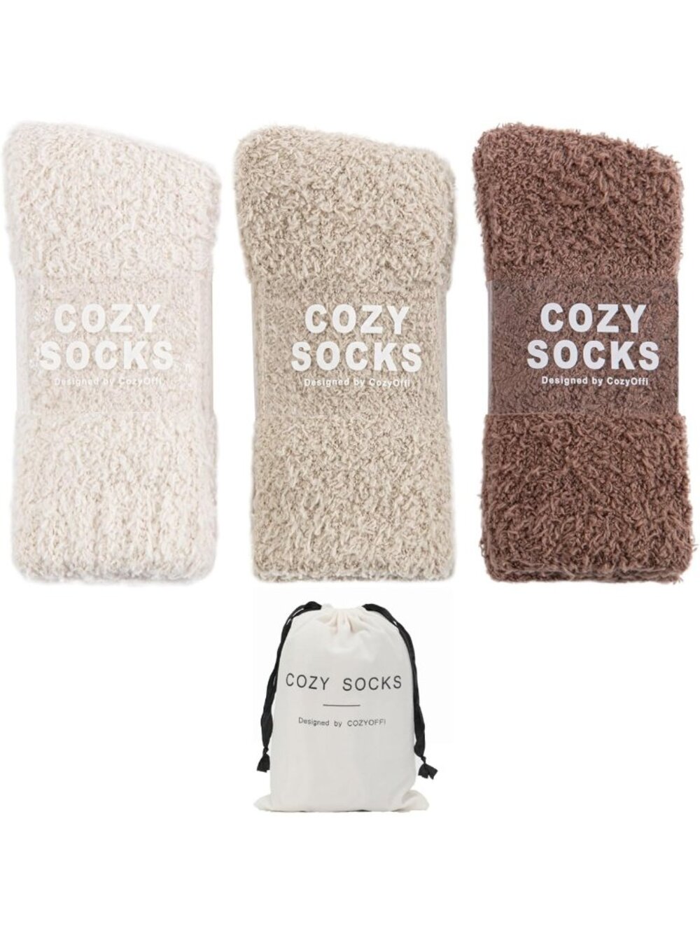 Cozy Fuzzy Socks for Women - 3 Pairs Luxe Cloud Soft Gift Set